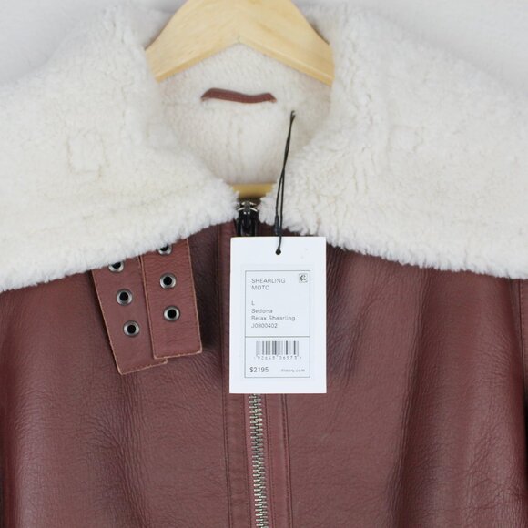 NWT Theory Genuine Shearling Cozy Moto Jacket - Picture 3 of 16